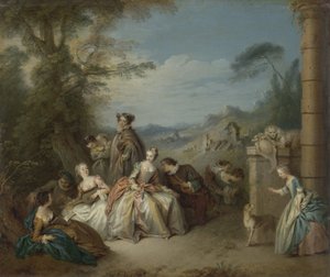 Bir Manzarada Fête Galante Bir manzara içinde Gallant şirket by Jean Baptiste François Pater