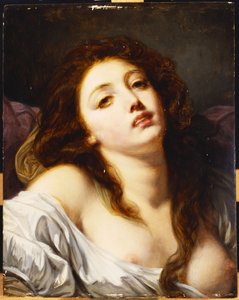 genç bir kadın, göğüs uzunluğu by Jean Baptiste Greuze