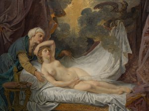 Aegina Jüpiter tarafından ziyaret edildi, yakl. 1767-69. by Jean Baptiste Greuze