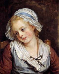 Jean-Baptiste Greuze (1725-1805) tarafından yapılmış bir kızlık tablosunun portresi. 1765. Soluk. 0,45x0,37 m. Chantilly, Musee Conde - Genç bir kızın portresi. Jean-Baptiste Greuze (1725-1805) tarafından yapılan tablo. 1765. 0.45 x 0.37 m. Conde Müzesi, C by Jean Baptiste Greuze