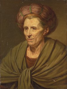 Bir kadının portresi, göğüs hizasında, kahverengi sarıklı ve yeşil şallı by Jean Baptiste Greuze