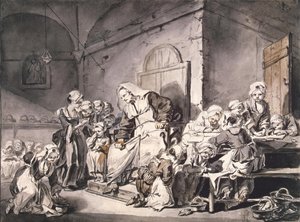 Greuze par okul öğretmeni, Jean-Baptiste (1725-1805). Kalem, fırça, gri ve kahverengi renk, kağıt üzerine sulu boya, boyut : 27,8x33,8, ca 1764-1765, State Hermitage, St. Petersburg by Jean Baptiste Greuze