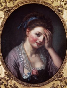 Kızın gül resmi var Jean Baptiste Greuze (1725-1805) 18. yüzyıl. Paris, Musee Cognacq Jay. by Jean Baptiste Greuze