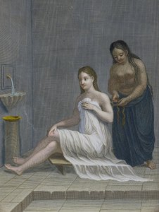 Hamamda saçlarını ören Türk kızı, 18. yüzyıl by Jean Baptiste Haussard