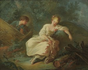 Bir Manzarada Genç Çift by Jean Baptiste Huet