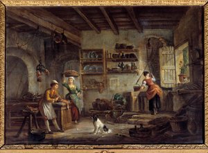 Bir mutfak iç mekanı Aşçılar ve hizmetçiler efendilerinin yemeklerini hazırlarlar. Jean Baptiste Lallemant