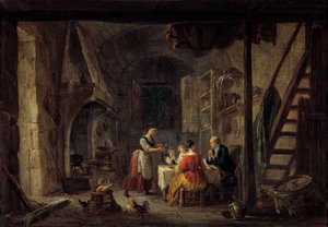 Benedicite Bir köylü ailesinde yemek yeme sahnesi, dua. Jean Baptiste Lallemant