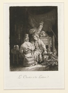 La vertu au kabare (Kabaredeki Erdem) ve Le charretier et la laitiere (Carter ve Dairywoman) by Jean Baptiste Le Prince