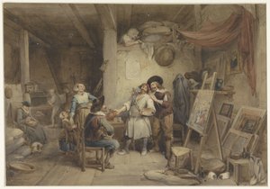 Adriaen Brouwer, öğrencisi J. van Craesbeek ile by Jean Baptiste Madou