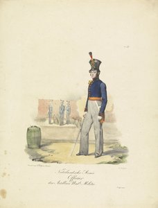 Topçu Subayı, 1820-1825 Nederlandsche Armée Officier der Artillerie Nat.le Militie (nesne üzerindeki başlık) Hollanda Krallığı