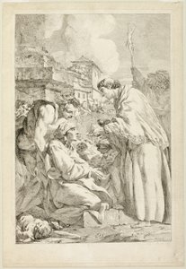 Saint Charles Borromeo Vebadan Yaralananları Kutsadı by Jean Baptiste Marie Pierre