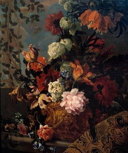 Natürmort Çiçekler Tablosu Jean Baptiste (Jean-Baptiste) Monnoyer (1634-1699) 17. Yüzyıl Güneşi. 1,13x1 m Marsilya, Musee des Beaux Arts