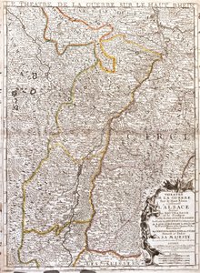 Alsace (Fransa) Haritası (Gravür by Jean-Baptiste Nolin