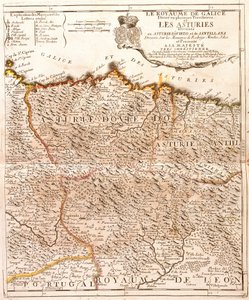 Asturias (İspanya) Haritası (Gravür