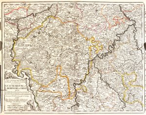 Lüksemburg ve Treves (Almanya) piskoposluk haritası (Gravür by Jean-Baptiste Nolin