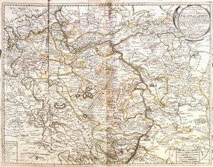 Rheinland-Pfalz Haritası ve Bavyera (Almanya) parçası (Gravür