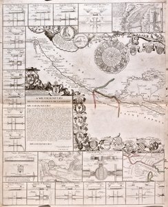 Su kemerleri ile Canal du Midi Haritası (Gravür by Jean Baptiste Nolin