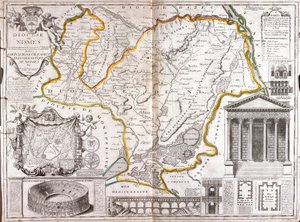 Nimes (Fransa) Piskoposluk Haritası (Gravür by Jean-Baptiste Nolin