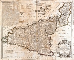 Sicilya Krallığı (İtalya) Haritası (Gravür by Jean-Baptiste Nolin