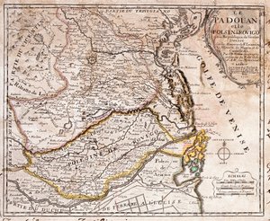 Padua ve Polesine (İtalya) bölgesinin haritası (Gravür by Jean-Baptiste Nolin