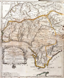 Granada ve Endülüs (İspanya) krallıklarının haritası (Gravür