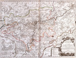 Namur (Belçika) eyaletinin haritası (Gravür by Jean-Baptiste Nolin