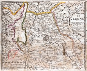 Verona topraklarının haritası (Veneto, İtalya) (gravür