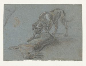 Bir atış tavşan ile köpek by Jean Baptiste Oudry (possibly)