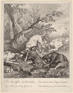 Köpeklerin Saldırdığı Bir Tilki by Jean Baptiste Oudry
