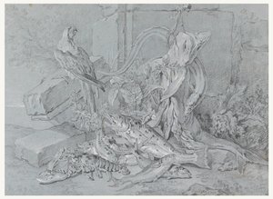 Balık ve Papağan ile Natürmort by Jean Baptiste Oudry