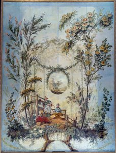 Chinoiserie: Jean Pillement (1728-1808) tarafından yönetilen bir Çin sahnesini temsil eden dekoratif panel