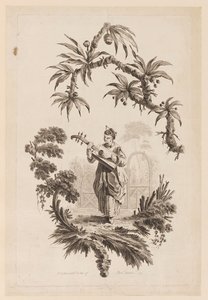 Dal Altında Müzik Aleti Çalan Figür by Jean Baptiste Pillement