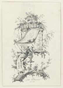 Chinoiserie tarzında süs kompozisyonu Deuxième Cahier de six Baraques Chinoises için chinoiserie tarzında süs tasarımları (seri başlığı) by Jean Baptiste Pillement