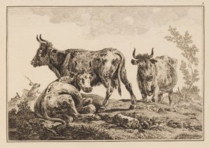 Plaka 3, "Altı Yaprak Öküz ve İnek Defteri"nden by Jean Baptiste Pillement