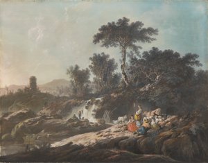 Dere kenarında dinlenen çobanlar by Jean Baptiste Pillement