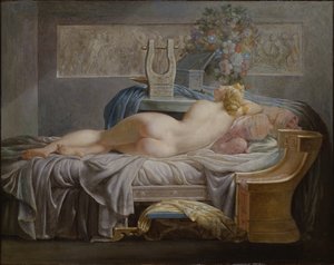Sappho (MÖ 630-580) - Sappho, Regnault, Jean Baptiste (1754-1829). Tuval üzerine yağlıboya. Boyut: 42x53cm. Ulusal Müze Stockholm