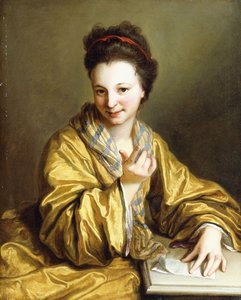 Masada Oturan Sarı Cüppeli Genç Bir Hanım, Çağıran, 1703 by Jean Baptiste Santerre
