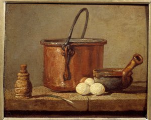 Mutfak eşyaları, kazan, poelon ve yumurta Jean baptiste Simeon Chardin