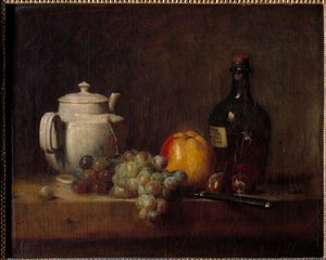 Üzümlü beyaz tişört Boyama Jean Baptiste Simeon Chardin (1699-1779) 18. yüzyıl by Jean Baptiste Simeon Chardin