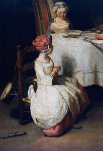 Le Benedicte, c.1740, detay (tuval üzerine yağlı boya) by Jean Baptiste Simeon Chardin