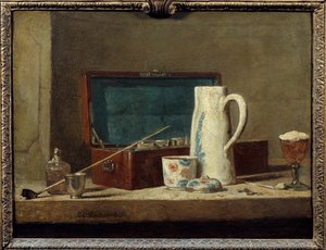 İçmek veya sigara içmek için pipolar ve vazolar Tablo Jean Baptiste Simeon Chardin (1699-1779) 18. yüzyıl Güneşi. 0,32 x 0,42 m. Paris. Louvre müzesi by Jean Baptiste Simeon Chardin