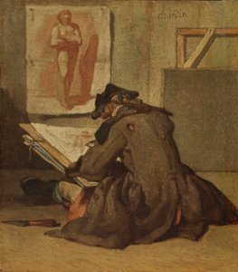 Genç Öğrenci Çizimi (meşe üzerine yağlı boya) by Jean Baptiste Simeon Chardin
