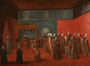 Büyükelçi Cornelis Calkoen, Sultan III. Büyükelçi Cornelis Calkoen, Sultan III. Ahmed ile Seyircide, 14 Eylül 1727 by Jean Baptiste Vanmour