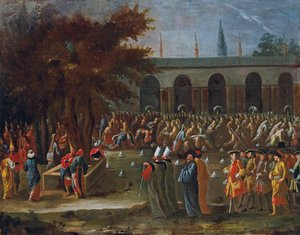 Hollanda büyükelçisi, maiyeti ile İstanbul Topkapı Sarayı