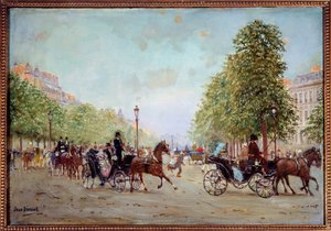 La promenade aux Champs-Elysees Jean Beraud (1849-1935) 19. yüzyıl tablosu. Boyut 0.38 x 0.55 m Paris, Carnavalet Müzesi by Jean Beraud