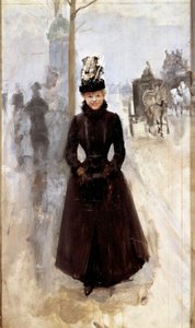 Bulvardaki Parisli kadın veya manşetli kadın Boyama Jean Beraud (1849-1935) 19. yüzyıl Turları, Güzel Sanatlar Müzesi by Jean Beraud