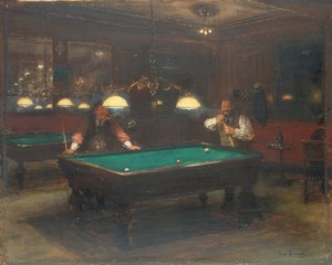 Bilardo Oyuncuları (tahta üzerine yağlıboya) by Jean Beraud