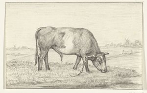 Sağdaki çayırda otlayan boğa by Jean Bernard