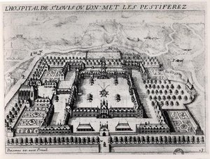Saint-Louis Hastanesi, 17. yüzyılın başları (gravür) (s/b fotoğraf) by Jean Boisseau