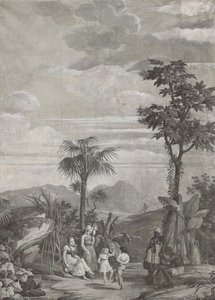 Çocukların Dansı, "Paul et Virginie" serisinden duvar kağıdı paneli, Dufour & Cie, 1823 dolayları